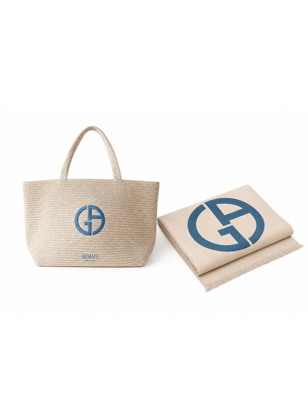 Giorgio Armani Raffia Tote and Towel